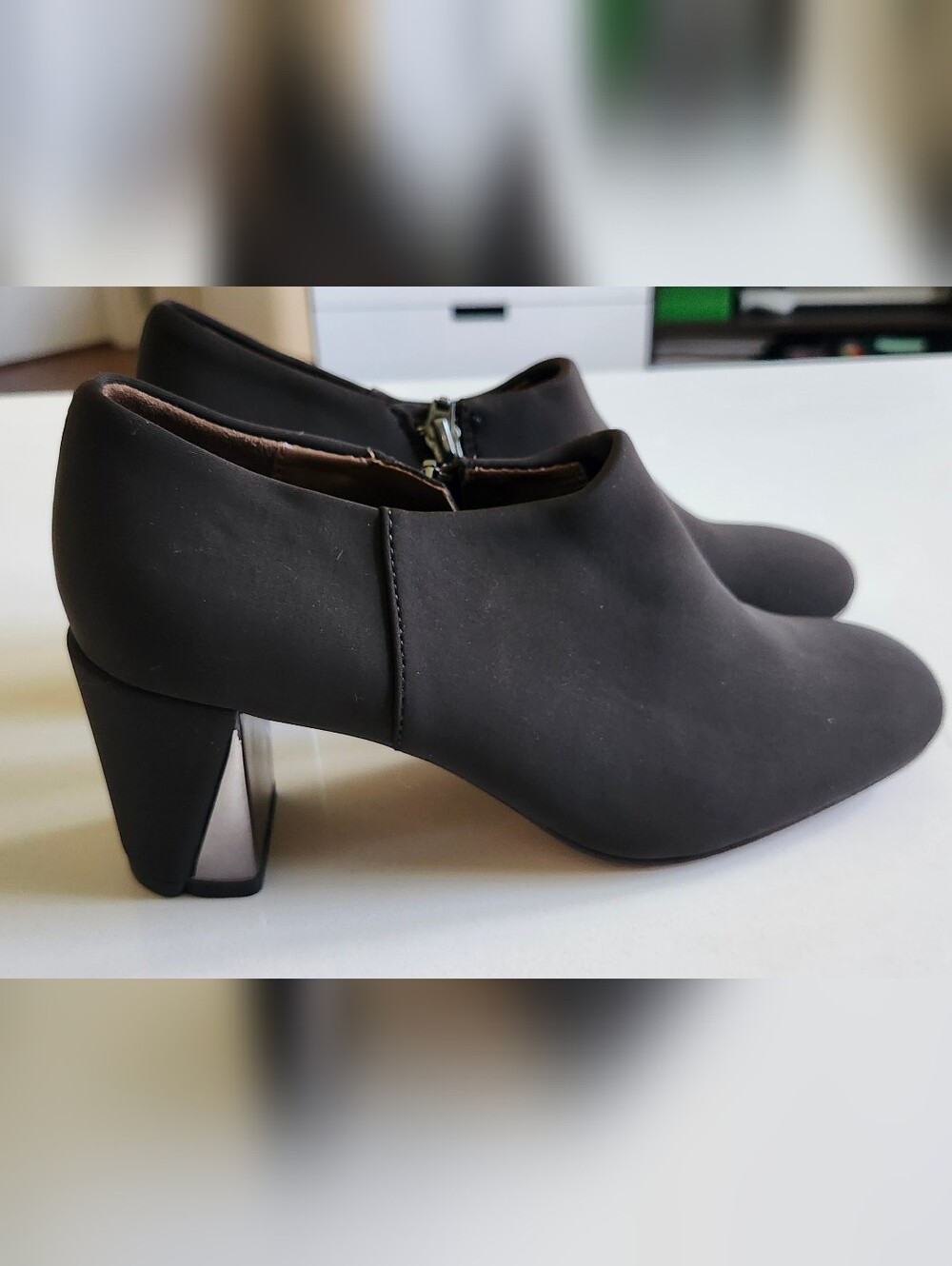 Donald J. Pliner Black Ankle Booties with Metallic Heel Detail